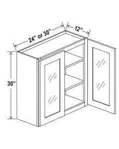 Double Door Wall Cabinet With Glass Door - 30" H image 1